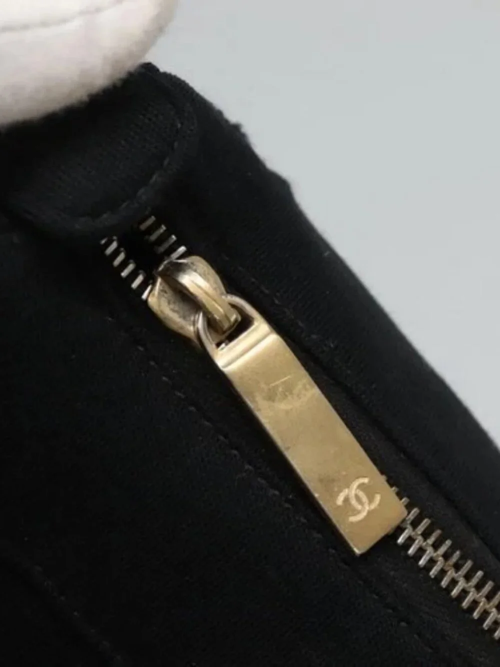 CHANEL Choco Bar line Shoulder Bag Canvas Black CC Auth BA034